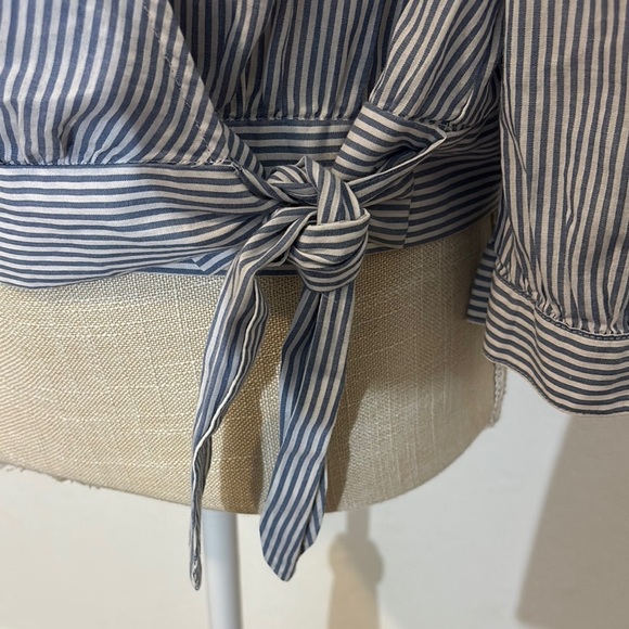 Madewell Striped Wrap Top - Blue/White - Picture 3 of 8